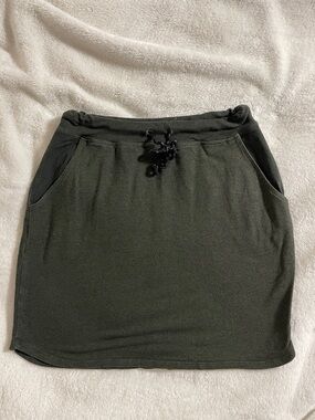 SUNDRY FOR EVEREVE Olive Green Drawstring Cotton Blend Saturday Skirt